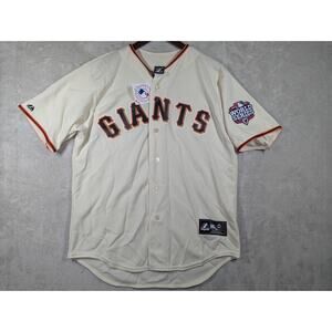 NWT 2012 World Series Patch San Francisco Giants Home Jersey Majestic Size L MLB